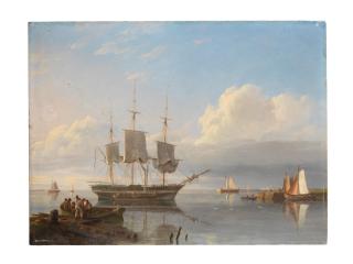 Johannes Hermanus Koekkoek - Shipping in the mouth of an estuary