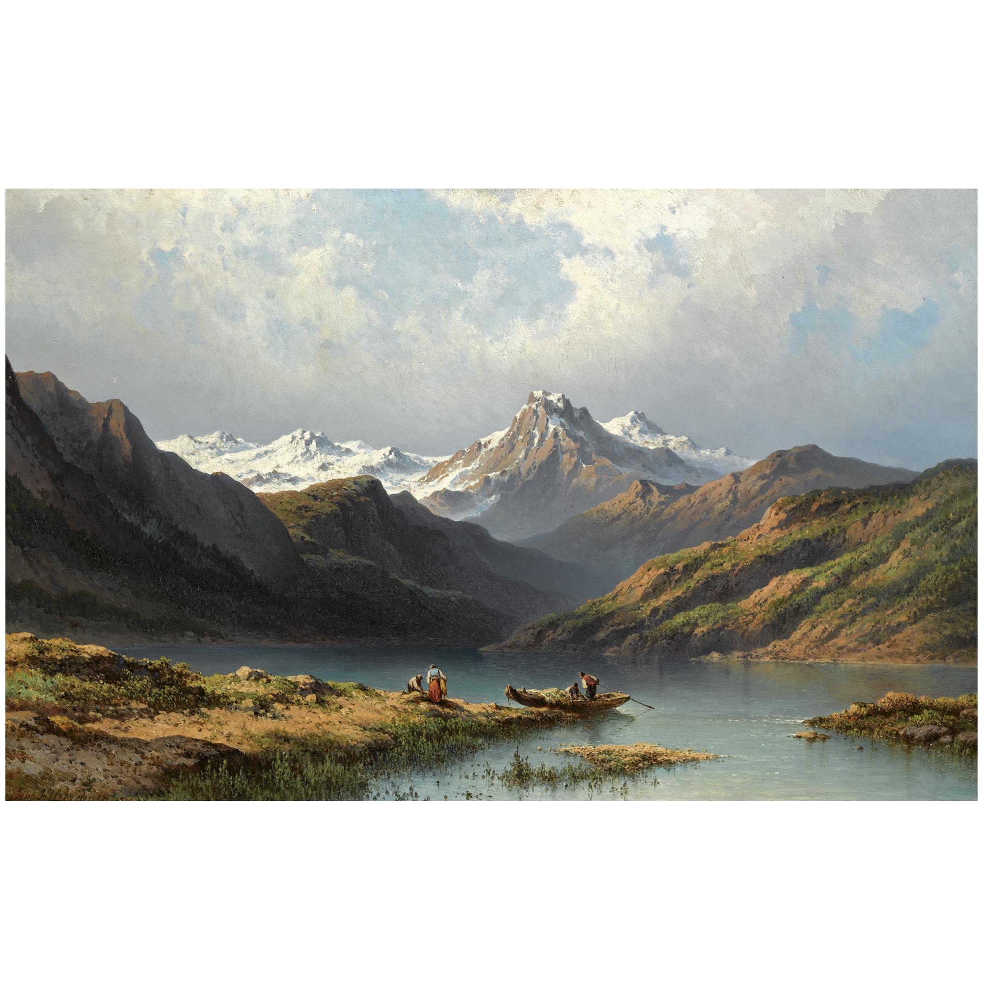 Johannes Hilverdink - Dutch Fishermen At Lake Annecy 