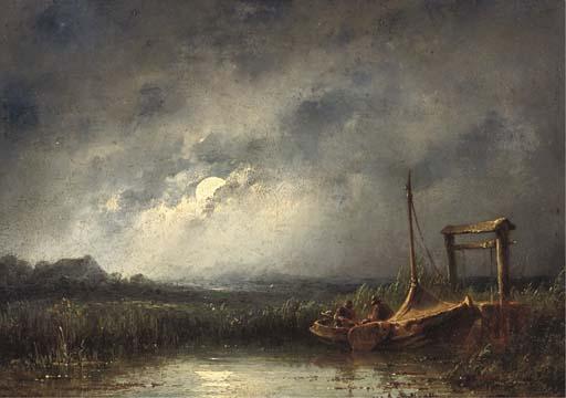 Johannes Hilverdink - Fishing by moonlight