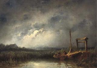 Johannes Hilverdink - Fishing by moonlight