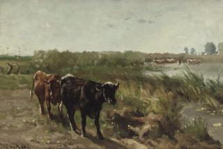 Johannes Hubertus Leonardus de Haas - Cows near a river