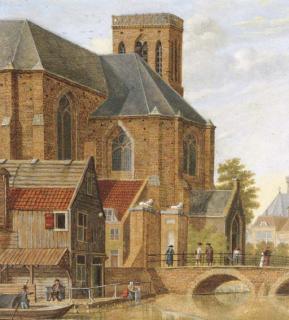 Johannes Huibert Prins - A capriccio of a church by a canal