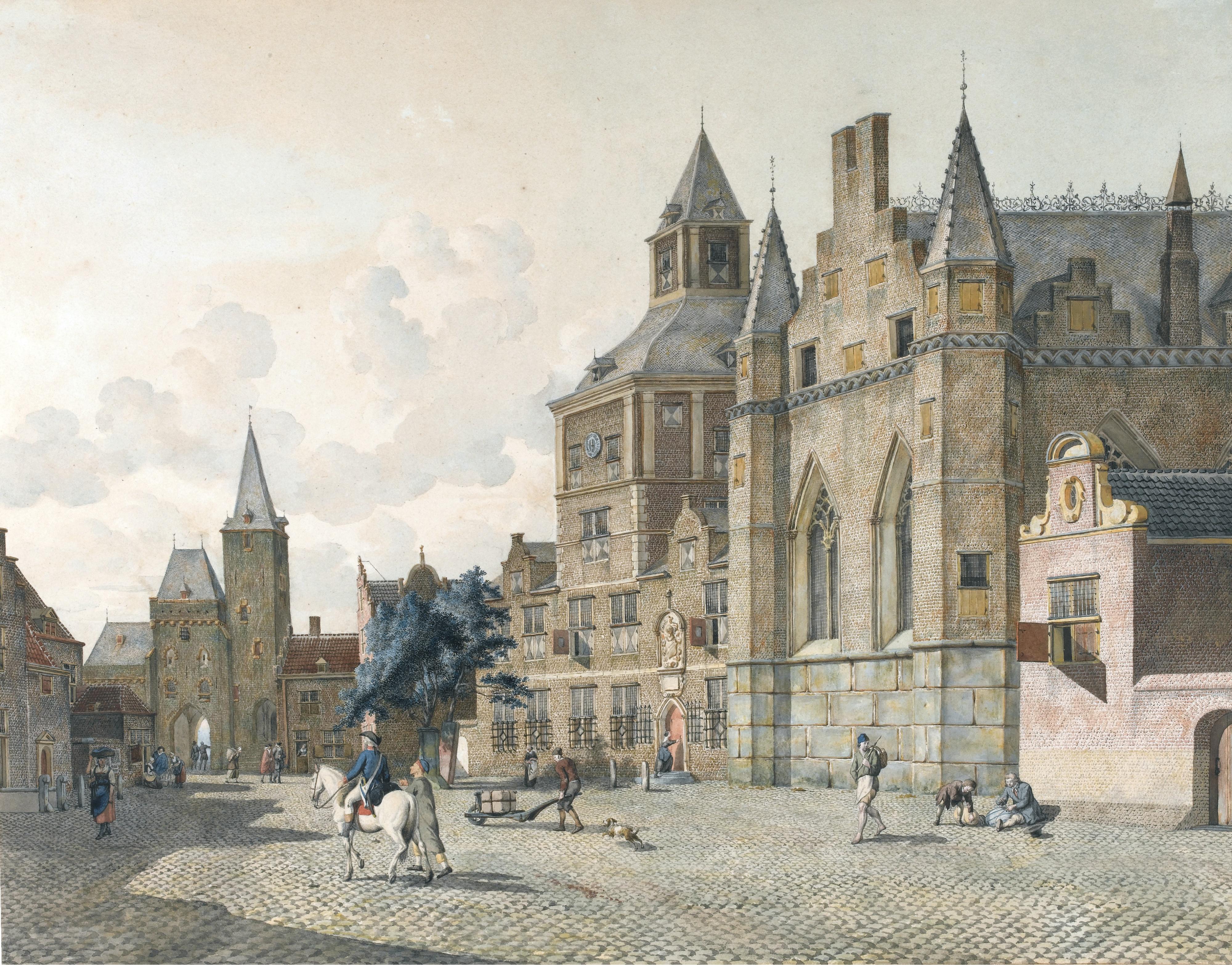 Johannes Huibert Prins - Capriccio View Of A Dutch Town Square