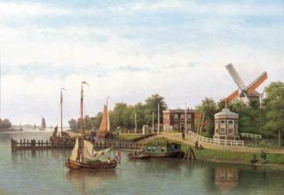 Johannes Jacobus Antonius Hilverdink - A view of the Binnen Amstel, Amsterdam