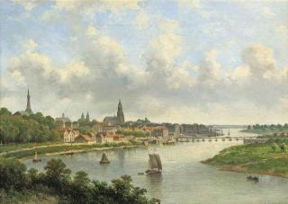 Johannes Jacobus Antonius Hilverdink - View of a riverside town