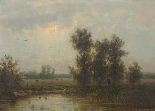 Johannes Josephus Destrée - Paysage Hollandais à Oosterbeek/Province de la Gueldre