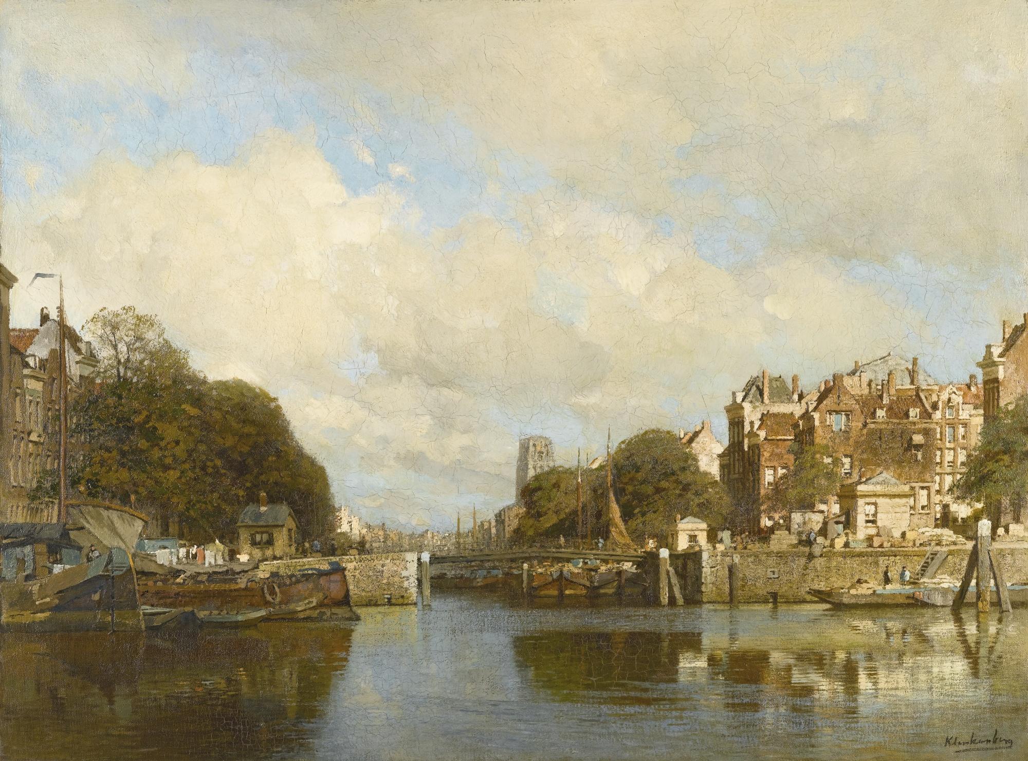 Johannes Klinkenberg - Dutch rotterdam, With The Laurenskerk In The Background