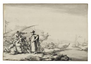 Johannes Lingelbach - An Oriental talking to seamen awaiting a ferry