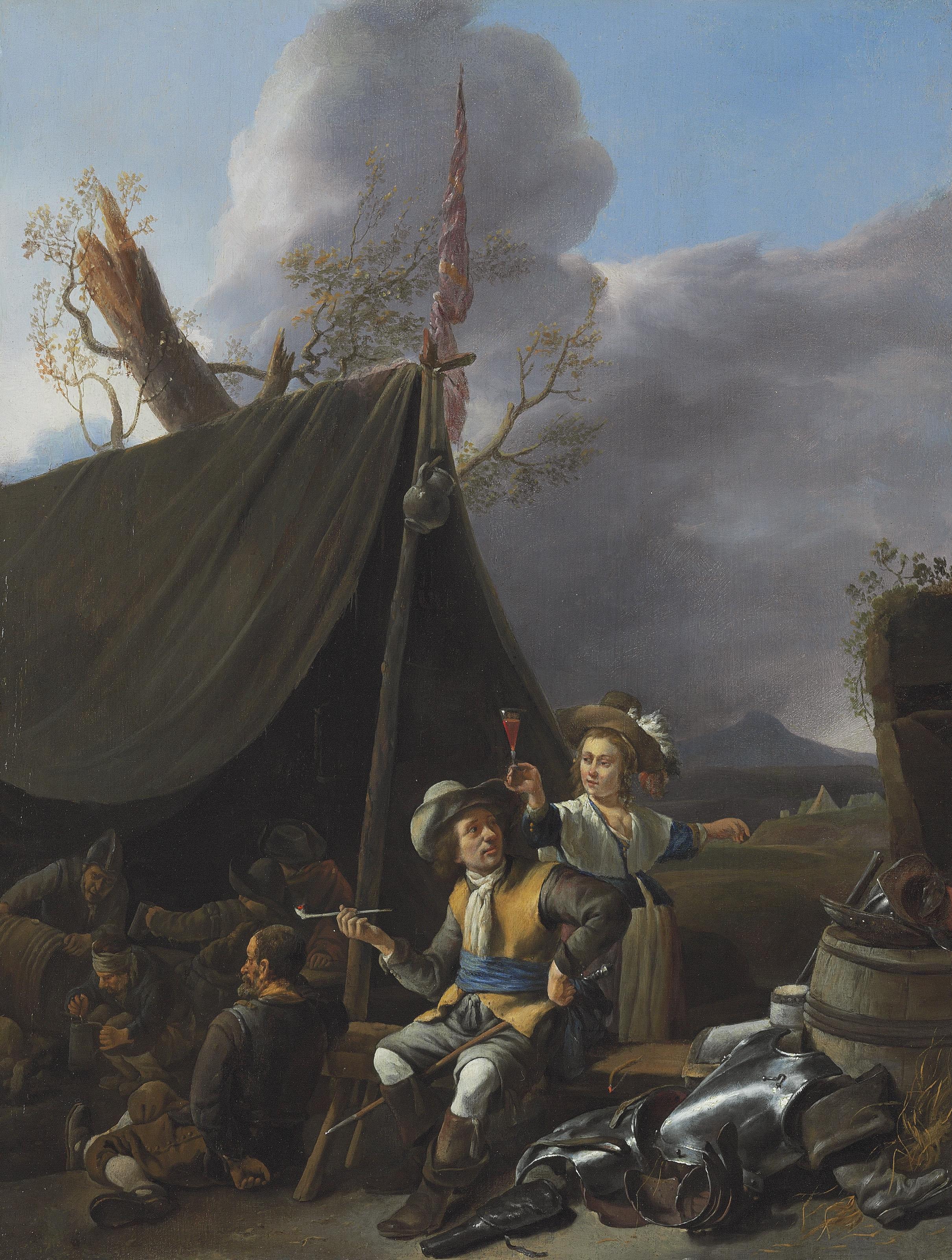 Johannes Lingelbach - Soldiers Resting At Camp