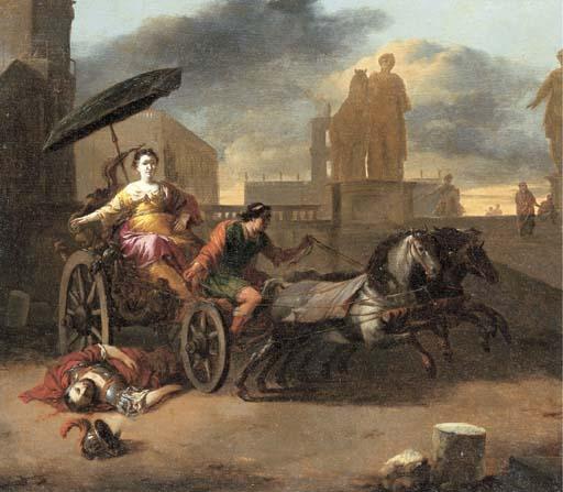 Johannes Lingelbach - The Death of Servius Tullius with Tullia in her Chariot