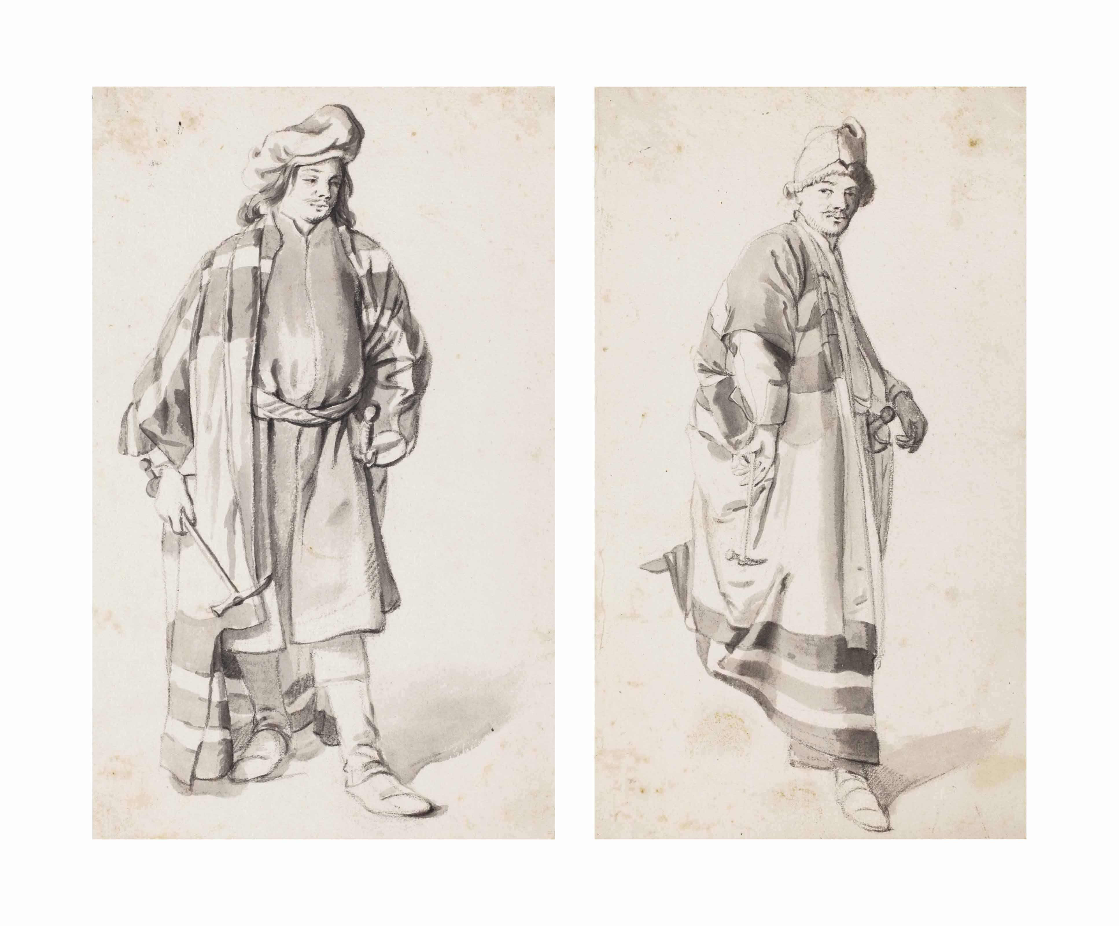 Johannes Lingelbach - Two Studies Of Men In Oriental Costume