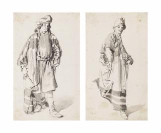 Johannes Lingelbach - Two Studies Of Men In Oriental Costume