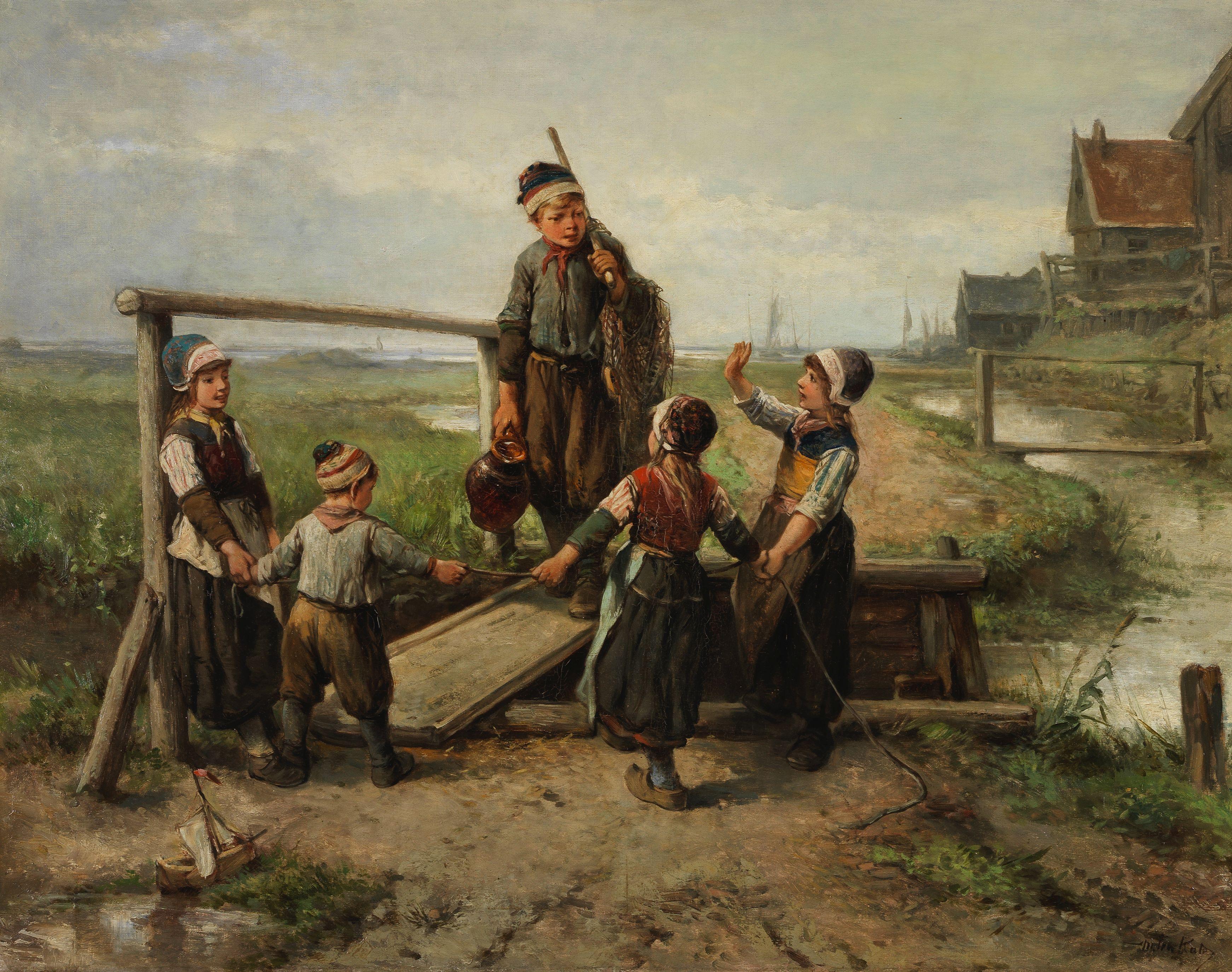 Johannes Marius ten Kate - Children at the water\'s edge