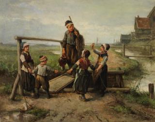 Johannes Marius ten Kate - Children at the water\'s edge