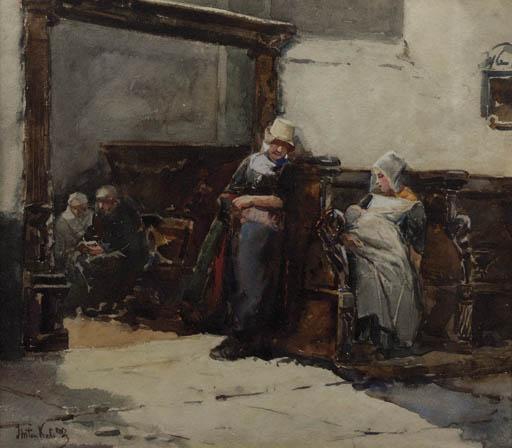 Johannes Marius ten Kate - Figures in a church interior