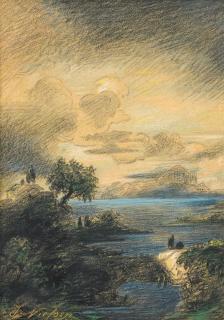 Johannes Niessen - Meeresbucht mit Blick auf Capri (?)