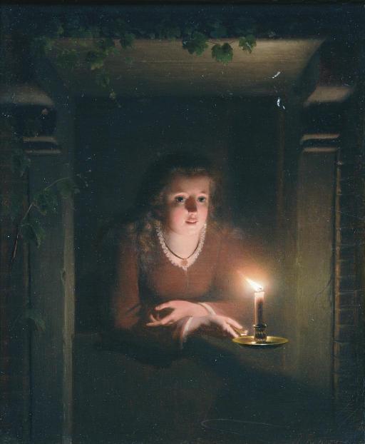 Johannes Rosierse - A young girl by candlelight