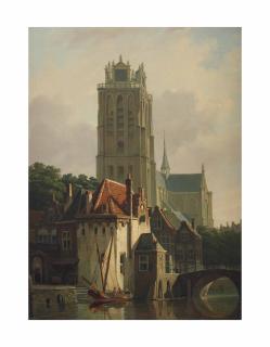 Johannes Rutten - A view of Dordrecht with the Grote Kerk