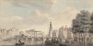 Johannes Schouten - A view of the Singel with the Munttoren, Amsterdam