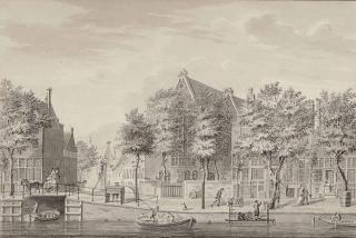 Johannes Schouten - A view of the Singel with the Oude Lutherse Kerk,Amsterdam, the Spui beyond
