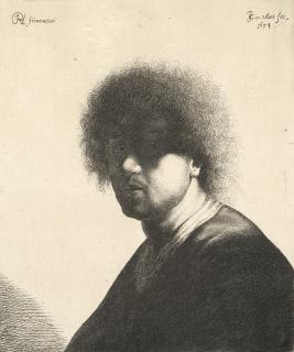 Johannes van Vliet - Bildnis von Rembrandt im Dreiviertelprofil nach links