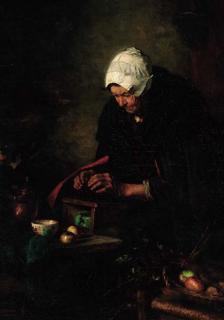 Johannes Weiland - An old lady cooking apples