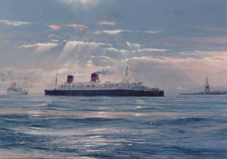 John A. Stewart - The S.S. Liberte and the S. S. Independence passing the Statue of Liberty