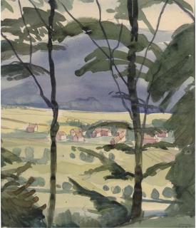 John Aldridge, R.A. - Cottages through the trees; and nine further works by the same hand