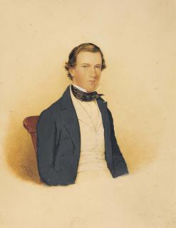 John Alexander Gilfillan - Portrait of Andrew Bridges Murray (1813-1880), the artist\'s brother-in-law, seated small half length -- a vignette