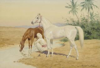 John Alexander Harrington Bird - Watering the horses