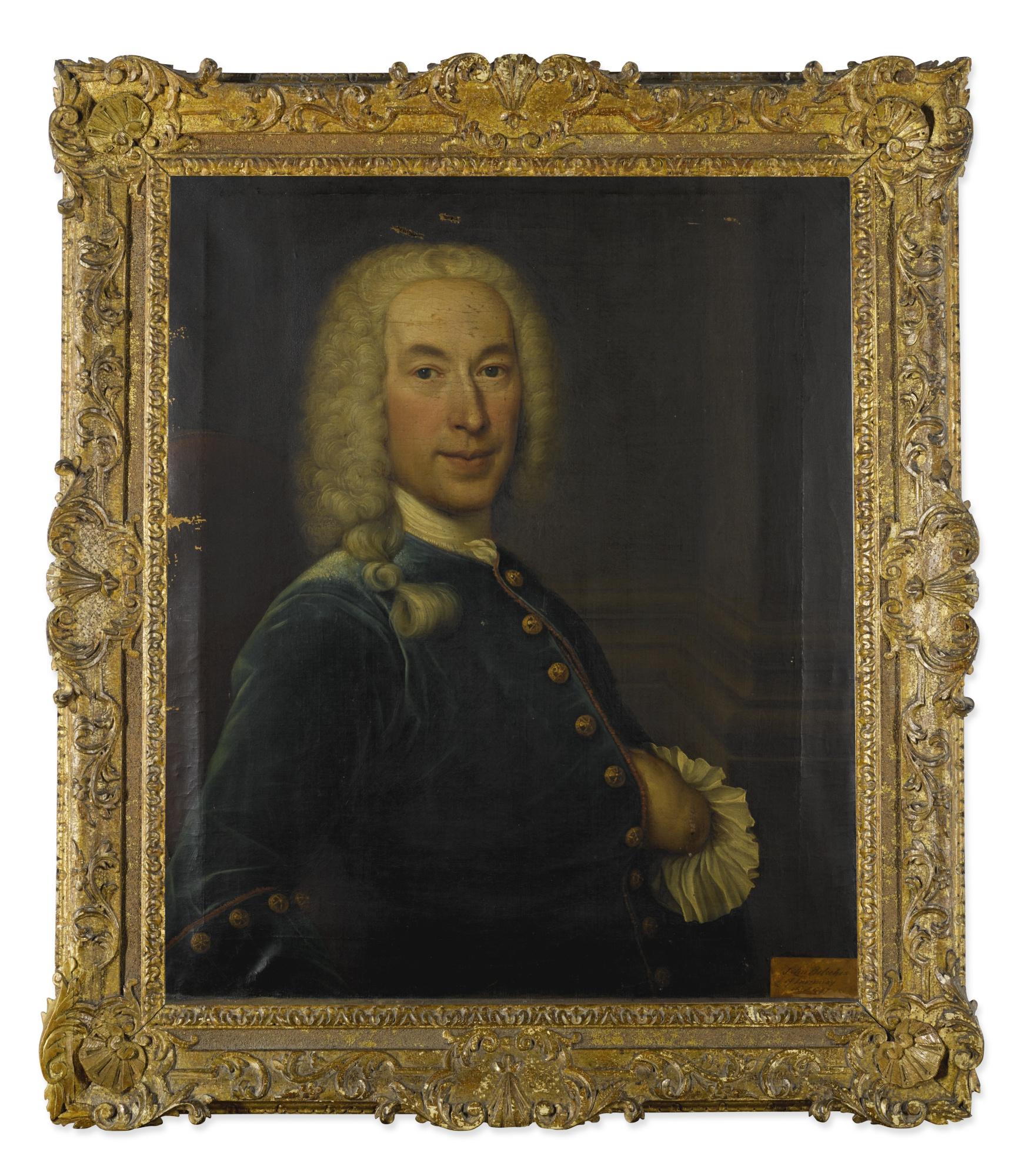 John Alexander - Portrait Of John Belsches Of Invermay (1710-53), Half-Length, Wearing Blue, With His Left Hand Inside His Coat