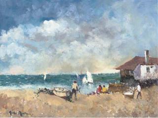 John Ambrose - Beach scene, St.Ives; and Sailing boats, St.Ives