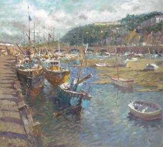 John Ambrose - Vessels at low tide, Looe, Cornwall