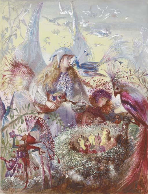John Anster Fitzgerald - Fairies and a bird\'s nest