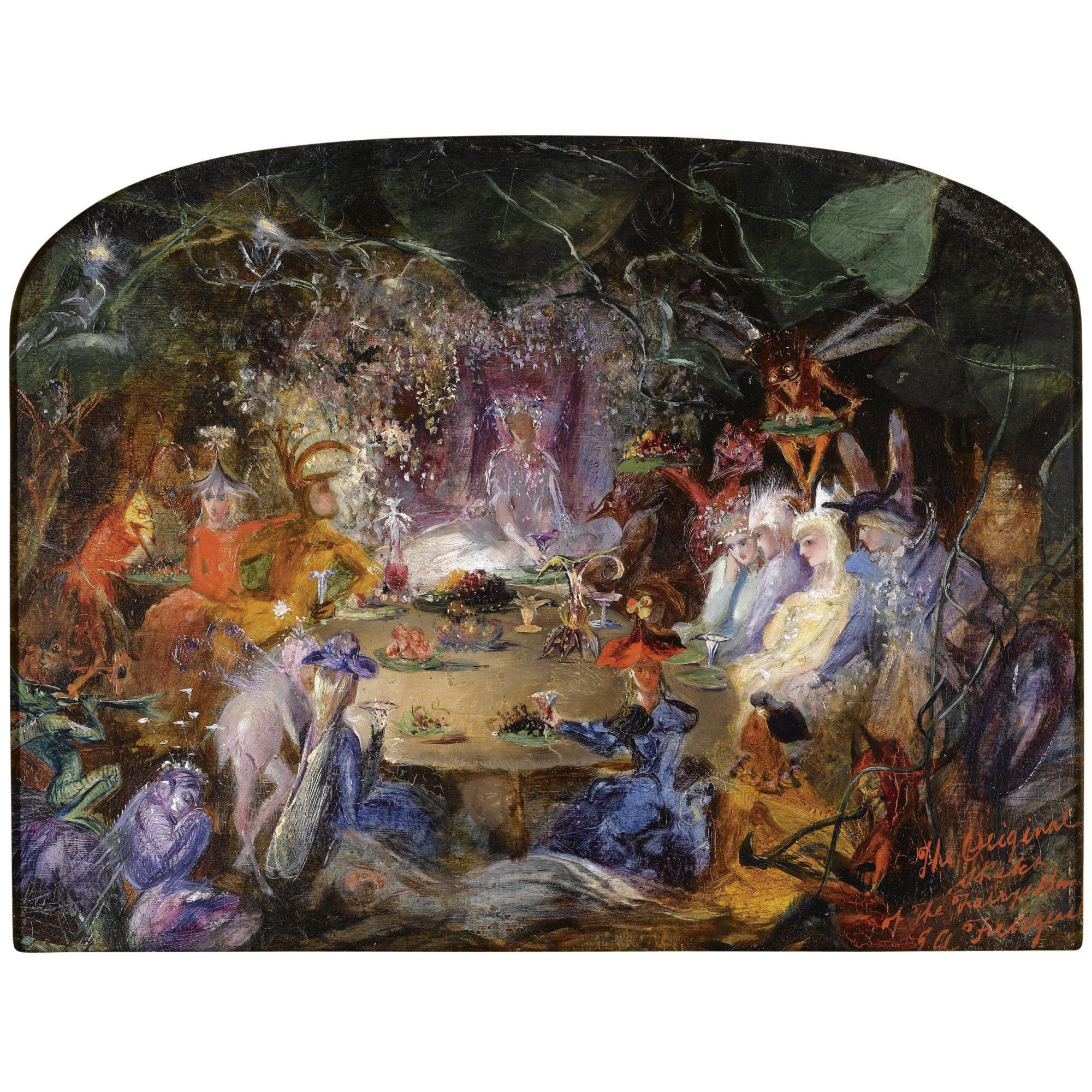 John Anster Fitzgerald - Sketch For The Fairy\'S Banquet (Recto); Giving Alms (Verso)