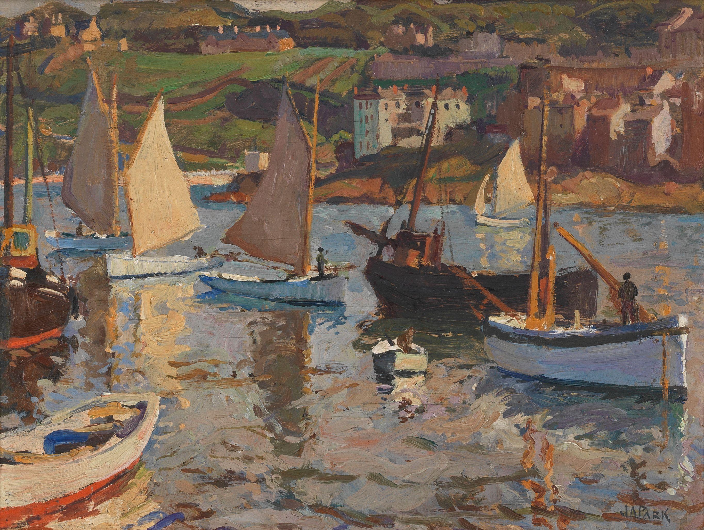 John Anthony Park - Sailing boats in a Cornish harbour