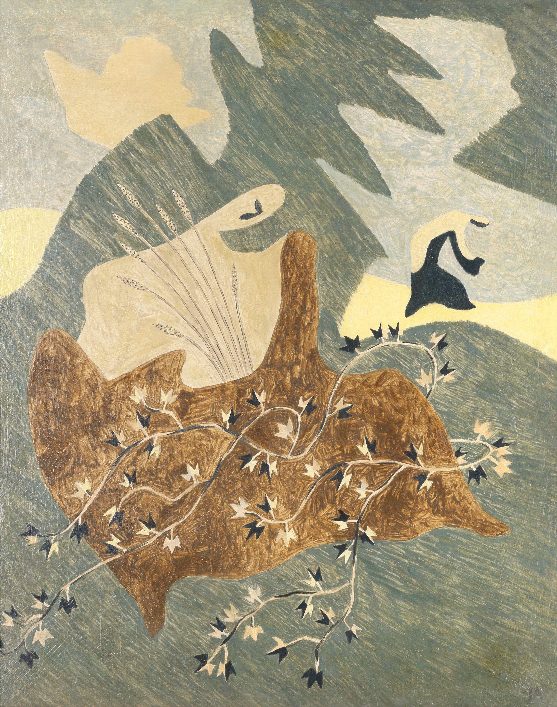 John Armstrong - Figure and Wild Plants on a Hillside