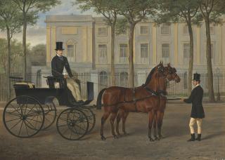 John Arnold Alfred Wheeler - A hackney carriage with driver and groom