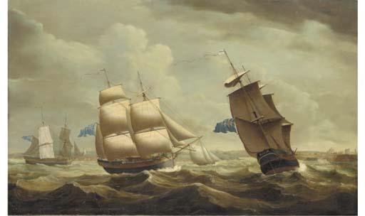 John Askew - The brig Ceres, in three positions, off the entrance to Whitehaven