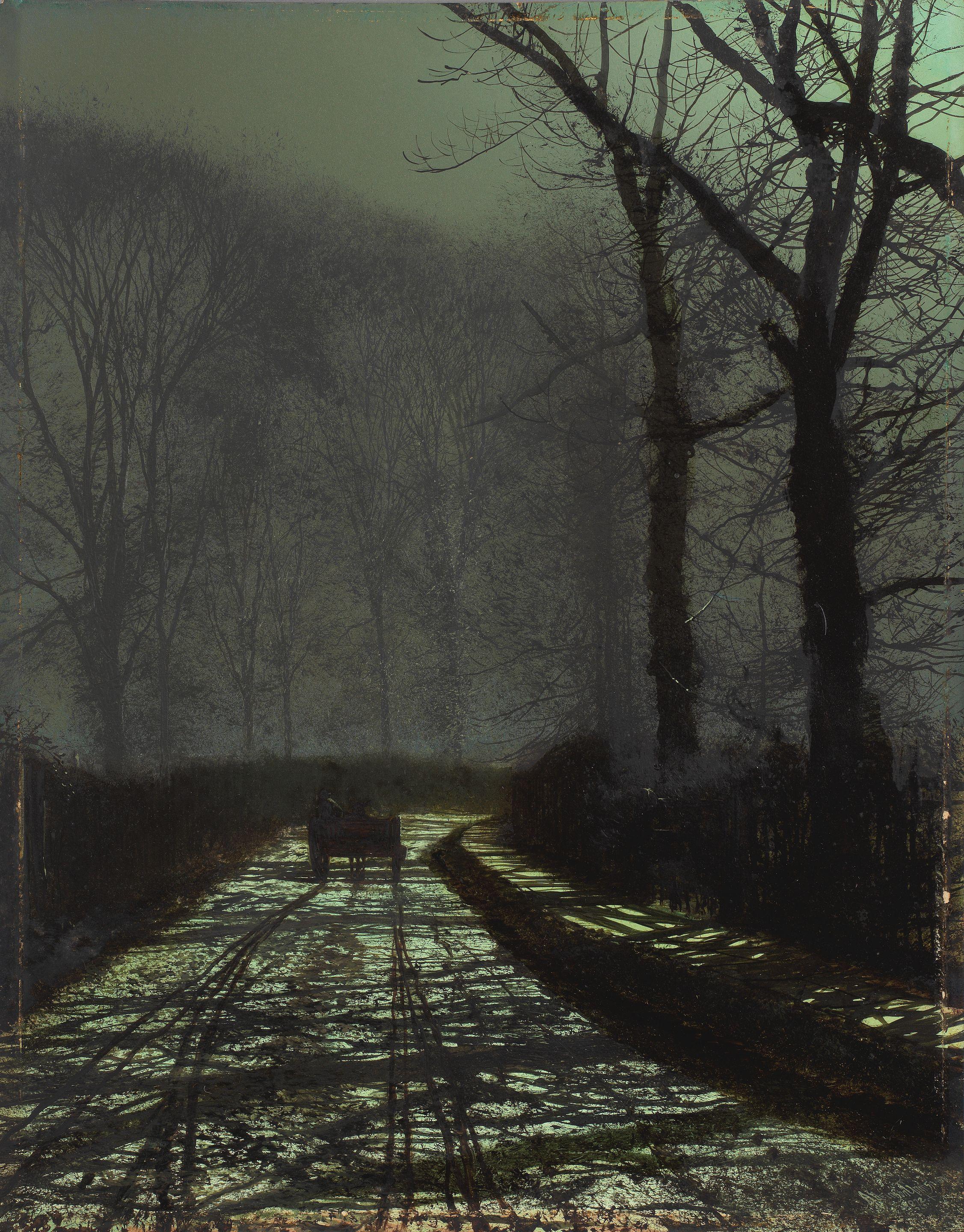 John Atkinson Grimshaw - A moonlit lane, Roundhay