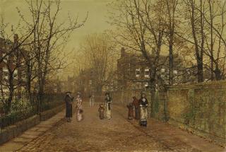 John Atkinson Grimshaw - A Village Street on Sunday Eve some Eighty Years Ago