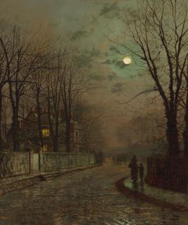 John Atkinson Grimshaw - A wet road, Knostrop, Yorkshire