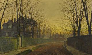 John Atkinson Grimshaw - An Autumnal Scene At Dusk Near Leeds