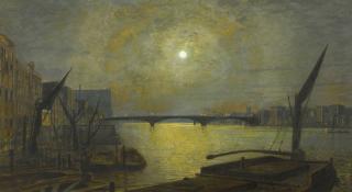 John Atkinson Grimshaw - British southwark Bridge From Blackfriars By Moonlight