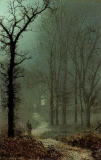 John Atkinson Grimshaw - Lovers in a wood by moonlight