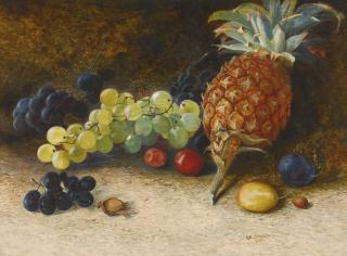 John Atkinson Grimshaw - Still Life With Pineapple, Grapes, Nuts And Plums