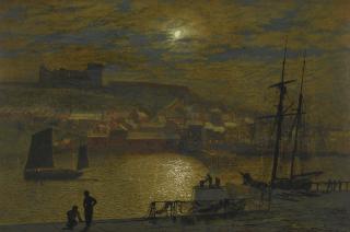 John Atkinson Grimshaw - Whitby From Scotch Head, Moonlight On The Esk