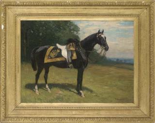 John Atkinson - A Regimental Horse of The 1St Life Guards, In An Extensive Landscape