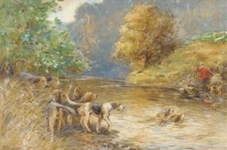 John Atkinson - Mr W. Thompson\'s otter hounds on the Esk