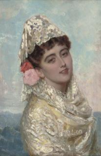 John Bagnold Burgess, R.A. - A Spanish Beauty